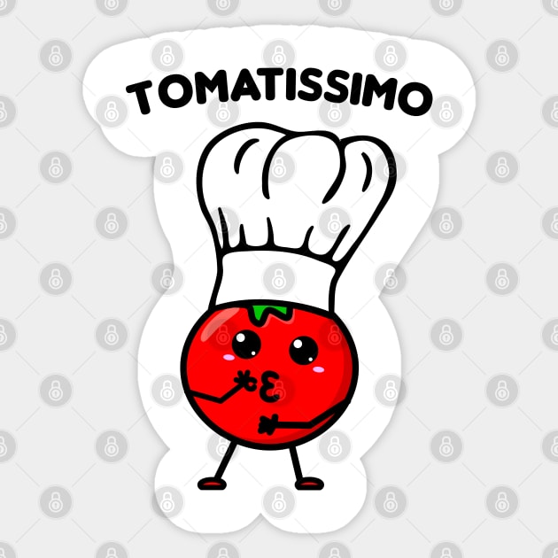 Tomatissimo - Cute little red Kawaii tomato cook Sticker by All About Nerds